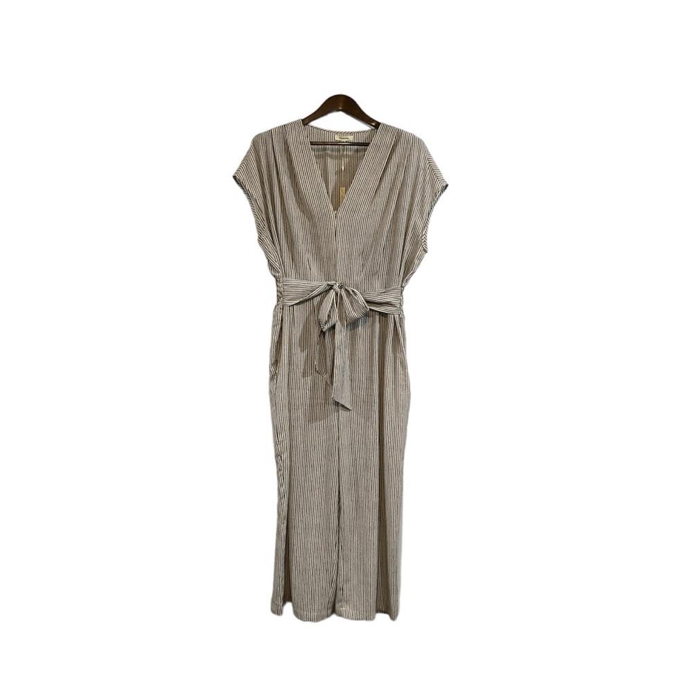 Max Studio Striped Tan Jumpsuit